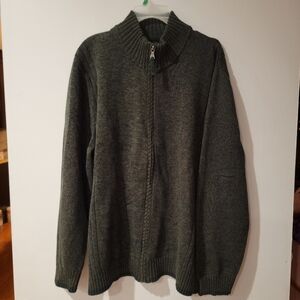 Vintage St. Johns Bay Sweater Mens L Green Cardigan Long Sleeve Full Zip